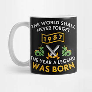 1987 The Year A Legend Was Born Dragons and Swords Design (Light) Mug